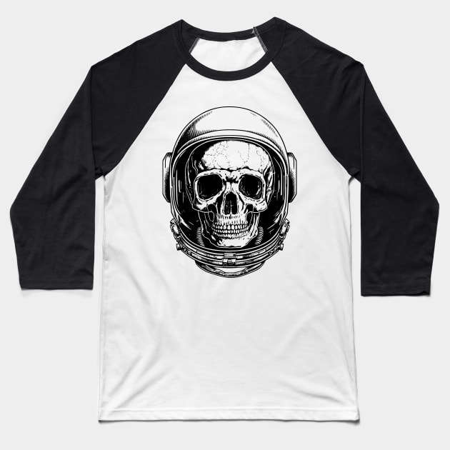 Human skull astronaut helmet Baseball T-Shirt by Alekxemko